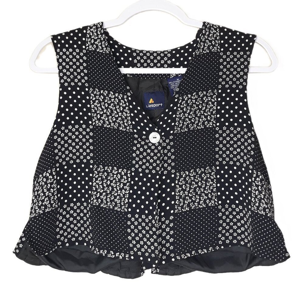 Vtg. Liz Claiborne Patchwork Cropped Vest Small Waistcoat